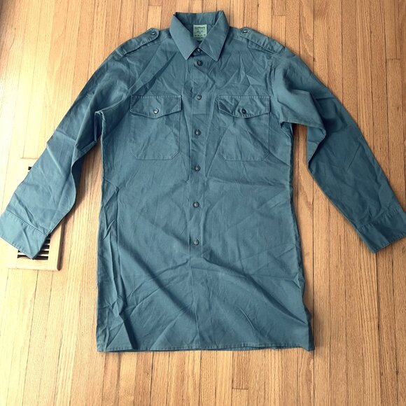 Vintage Lutteurs Long Military Workwear Shirt Size 40/62 Swiss Army Minimalist - Picture 11 of 12